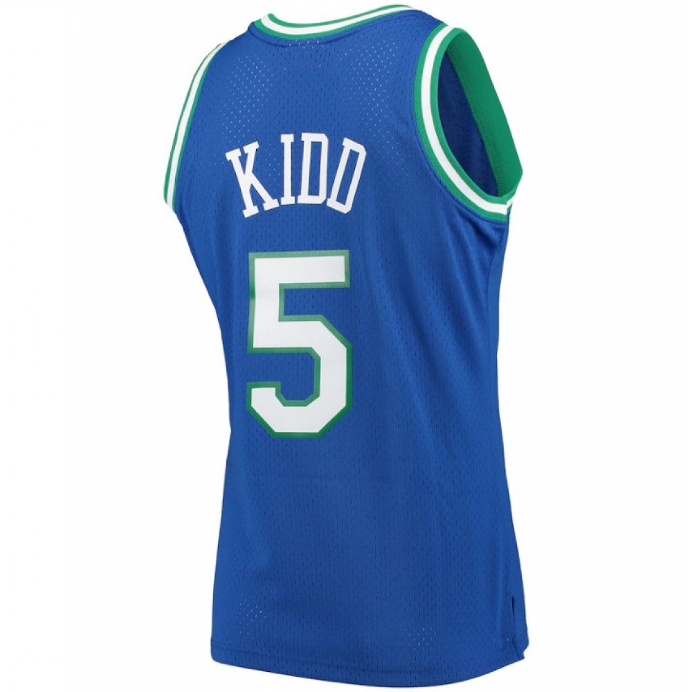 Men's Dallas Mavericks Jason Kidd #5 Throwback Blue 1994-95 Hardwood Classics Jersey-Pro Kit Vault | Brand New 26/27 Sports Jerseys